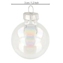 Article Mini boules de Noël en verre transparent irisé, 3 cm, lot de 22.