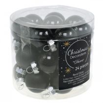 Article Mini boules de Noël en verre noir brillant/mat Ø2,5cm 22 pcs