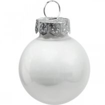 Article Mini boules de Noël en verre blanc brillant/mat Ø2,5cm 22 pcs