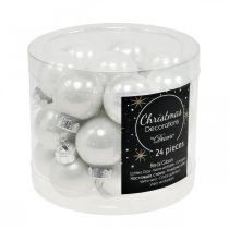 Article Mini boules de Noël en verre blanc brillant/mat Ø2,5cm 22 pcs