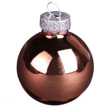 Article Boules de Noël miniatures en verre argenté et abricot Ø3 cm – Lot de 22