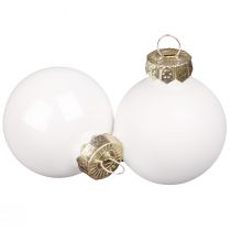 Article Mini boules de Noël en verre émaillé blanc Ø3cm 22 pcs