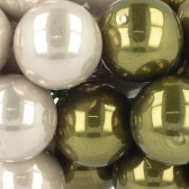 Article Mini boules de Noël sur fil verre vert argent 2,5 cm 140 pcs