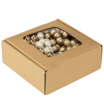Article Mini boules de Noël sur fil or, crème Ø1,5cm 140 pcs