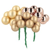 Article Mini boules de Noël sur fil verre rosé doré Ø25mm 140 pcs