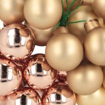 Article Mini boules de Noël sur fil verre rosé doré Ø25mm 140 pcs