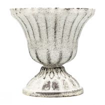 Mini Coupe Vase Métal Calice Blanc Gris Antique Ø8cm H8cm