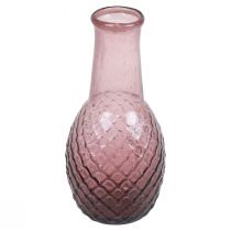 Mini Vase Vase en Verre Violet Vase à Fleurs Diamants en Verre Ø6cm H12cm