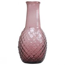 Mini Vase Vase en Verre Violet Vase à Fleurs Diamants en Verre Ø6cm H12cm