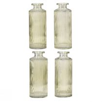 Article Mini vases en verre avec rainures vase à fleurs rétro vert Ø5cm 4pcs