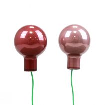 Mini boules de Noël en fil de verre Bordeaux rose Ø2,5cm 140p