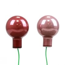 Mini boules de Noël en fil de verre rose bordeaux Ø2cm 140pcs