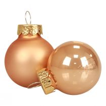 Article Mini boules de Noël verre abricot brillant/mat Ø2,5cm 20 pcs
