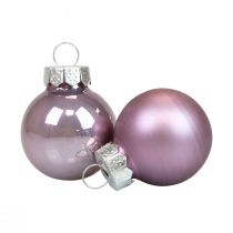 Mini boules de Noël verre lilas violet brillant/mat Ø2,5cm 20pcs
