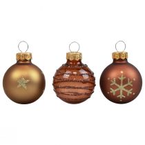 Mini boules de Noël en verre boules de verre marron doré Ø3cm 9pcs