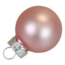 Mini boules de Noël verre rose mat/brillant Ø2,5cm 20p