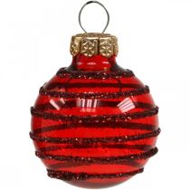 Mini boules de Noël rouge mix verre véritable Ø3cm 9pcs