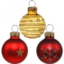 Mini boules de Noël mix rouge/jaune verre véritable Ø3cm 9pcs