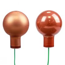 Mini boules de Noël sur fil de verre rouge orange 2.5cm 140p