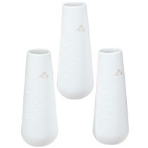 Article Vase en porcelaine blanc avec motif doré – Vase à fleurs élégant en lot de 3 H12cm 3 pcs