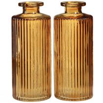 Article Mini vases en verre orange avec décor rainuré H13cm 6 pcs