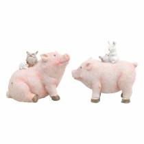 Article Ensemble de figurines décoratives piggy avec des amis animaux 9.3cm × 7.5 / 8.5cm 2pcs