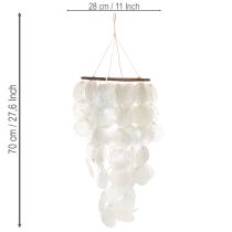 Article Carillon éolien mobile en coquillage Capiz, rond, 70 cm de long, pour balcon ou jardin