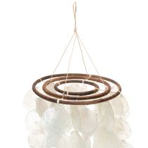 Article Carillon éolien mobile en coquillage Capiz, rond, 70 cm de long, pour balcon ou jardin