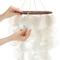 Article Carillon éolien mobile en coquillage Capiz, rond, 70 cm de long, pour balcon ou jardin