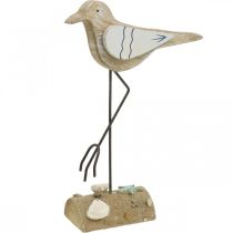 Mouette en bois, décoration maritime, oiseau côtier Shabby Chic, bleu et blanc H25cm
