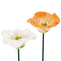 Article Sculptures de coquelicots en céramique, fleurs au design artistique pour le jardin, 52 cm, lot de 2