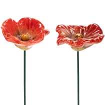Article Piquets décoratifs de jardin en forme de coquelicot, élément décoratif parfait pour votre jardin, 42 cm, lot de 4