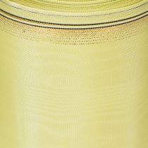 Article Ruban moiré pour couronne, 150 mm, 25 m, vert clair bordé d'or, pour l'art floral et la décoration.