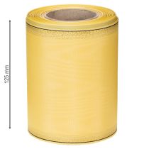 Article Ruban moiré pour couronne, jaune à bordure dorée, 125 mm x 25 m - Ruban de deuil de haute qualité, ruban décoratif, ruban pour nœud