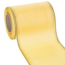 Article Ruban moiré pour couronne, jaune à bordure dorée, 125 mm x 25 m - Ruban de deuil de haute qualité, ruban décoratif, ruban pour nœud
