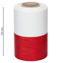 Article Ruban moiré pour couronne, ruban de deuil blanc et rouge, ruban décoratif 150 mm, ruban commémoratif à motif floral, taffetas d'acétate 25 m