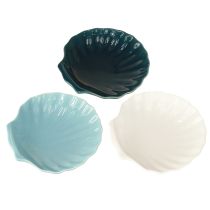 Article Assiette coquillage bol maritime céramique bleu blanc 14 cm 3 pièces