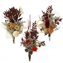Article Composition funéraire fleurs séchées assorties 3 variantes 24pcs