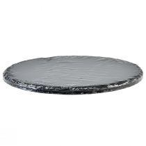 Article Assiette en ardoise naturelle plateau rond en pierre noire Ø25cm 2 pcs