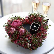 Article Coeur mousse floral noir 17cm 2 pièces décoration mariage