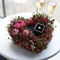 Article Coeur mousse floral noir 33cm 2pcs décoration mariage