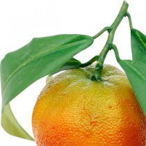 Fruits décoratifs, oranges avec feuilles, fruits artificiels H9cm Ø6,5cm 4pcs