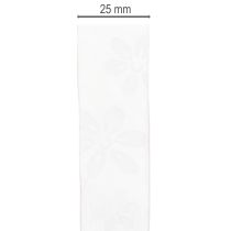 Article Ruban d'organza, ruban cadeau fleuri, rose, 25 mm, 18 m