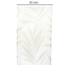 Article Ruban d'organza, ruban de mousseline, ruban à motifs végétaux verts, 40 mm x 15 m