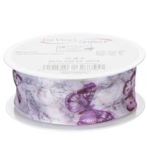 Article Ruban d'organza, ruban de mousseline, papillons, violet, 40 mm, 18 m
