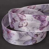Article Ruban d'organza, ruban de mousseline, papillons, violet, 40 mm, 18 m