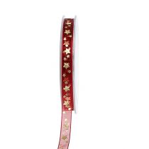 Article Ruban organza rouge foncé avec étoiles 15mm 20m