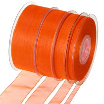 Article Ruban cadeau en organza, ruban orange lisière 50 m