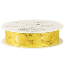 Article Ruban d'organza à motifs de poussins, ruban cadeau, jaune, 25 mm, 20 m