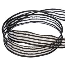 Article Ruban d'organza rayé, ruban cadeau, noir, 15 mm de large, 20 m de long